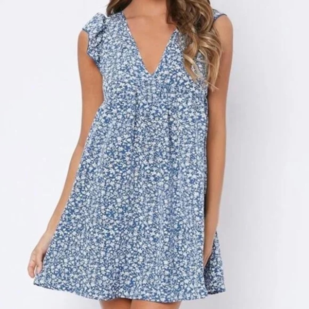 NWOT Blue Floral Mini Dress